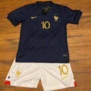 Kids France Mbappe #10 Soccer JERSEY SHORTS Set